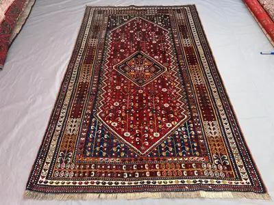 Red 5x8 ft Vintage Afghan Baluchi Rug Soft Pile Tribal Geometric Design, Living Room Bedroom, Boho Decor, Hand