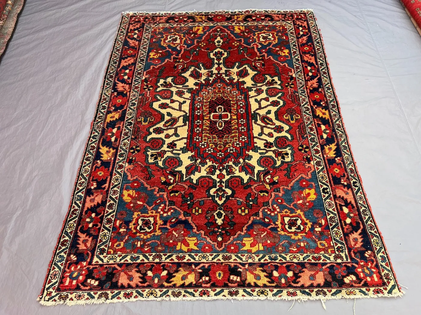Red 4'9x6'8 ft Vintage Afghan Baluchi Rug Soft Pile Geometric Design,Handwoven Wool Area Rug, Living Room Bedroom, Home Decor