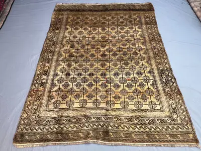 Vintage 5'10x7'4 ft Afghan Baluchi Kilim Flatweave Rug Tribal Geometric Design, Handwoven 100% Wool, Area Rug,