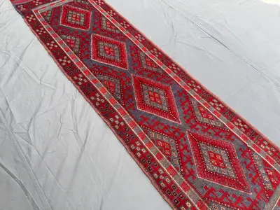 2'1x8'3 ft Runner Rug, Afghan Handmade veg dyes wool Narrow Runner rug, Antique Oriental Runner Rug, Turkmen T