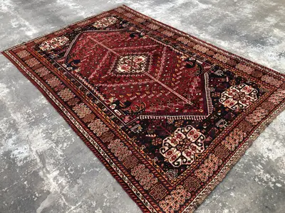 6.4x9.5 ft Antique Caucasian Tribal Rug, Turkmen Hand-Knotted Wool Rug, Geometric Pattern, Vintage Afghan Carp