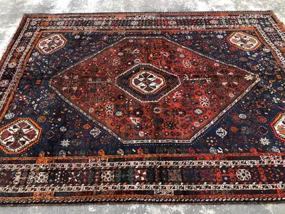 8x10 ft Antique Caucasian Medallion Rug - Turkmen Tribal Hand-Knotted Wool Living Room Carpet - Unique Afghan 