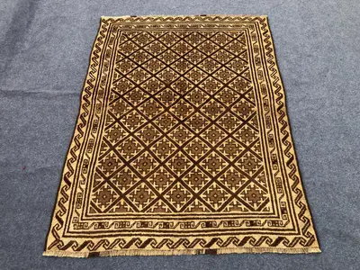 4x6 ft Geometric Antique Rug / Maldari Design / Afghan Baluchi Rug/ Turkmen Handmade Wool Rug/ Bedroom rug/ 13