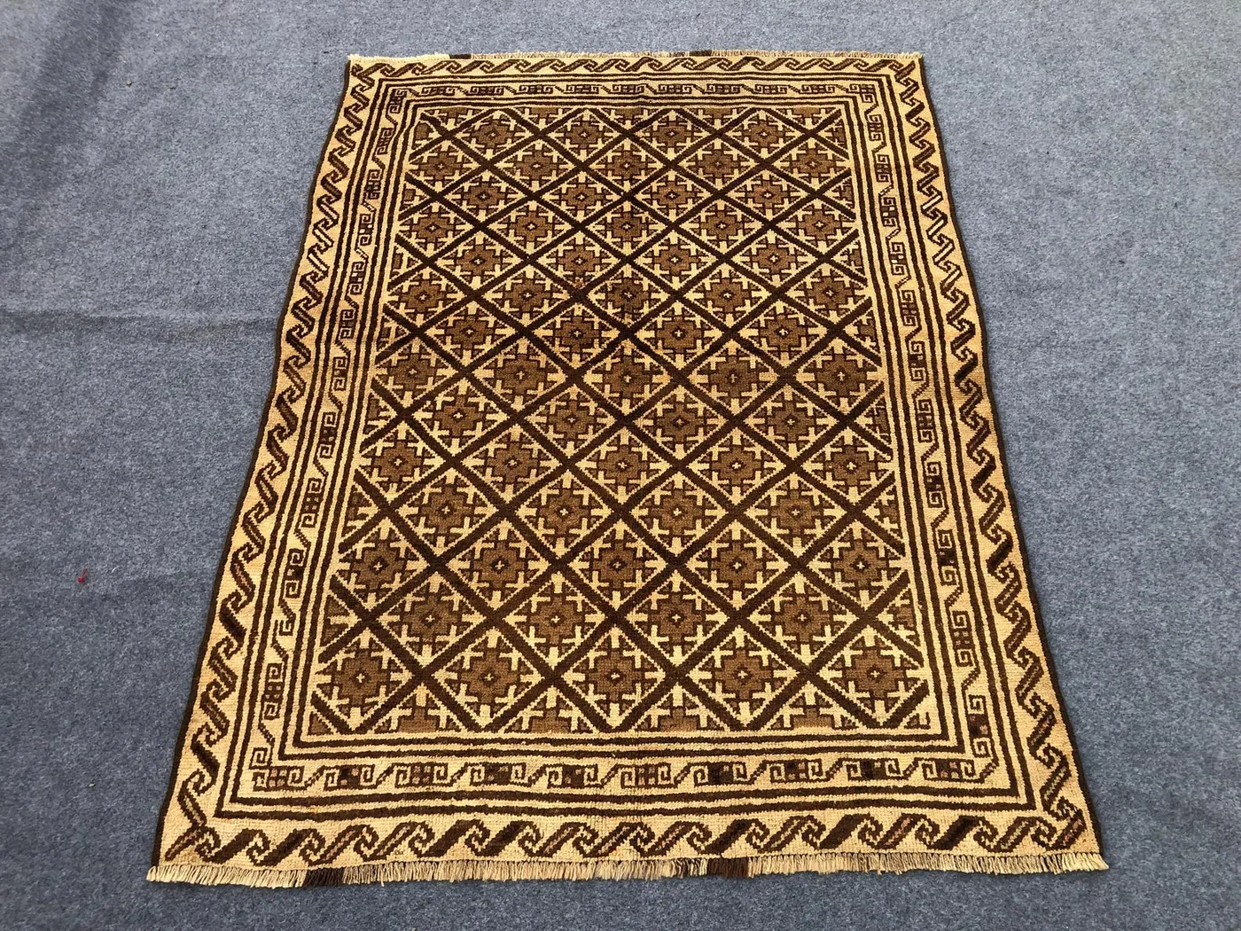 4x6 ft Geometric Antique Rug / Maldari Design / Afghan Baluchi Rug/ Turkmen Handmade Wool Rug/ Bedroom rug/ 133x179 cm Rug