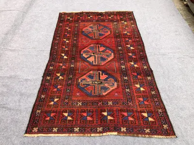 5x8 ft Geometric Antique Rug / Baluch Design / Afghan Taimani Baluch Rug/ Turkmen Handmade Wool Rug/ Bedroom r