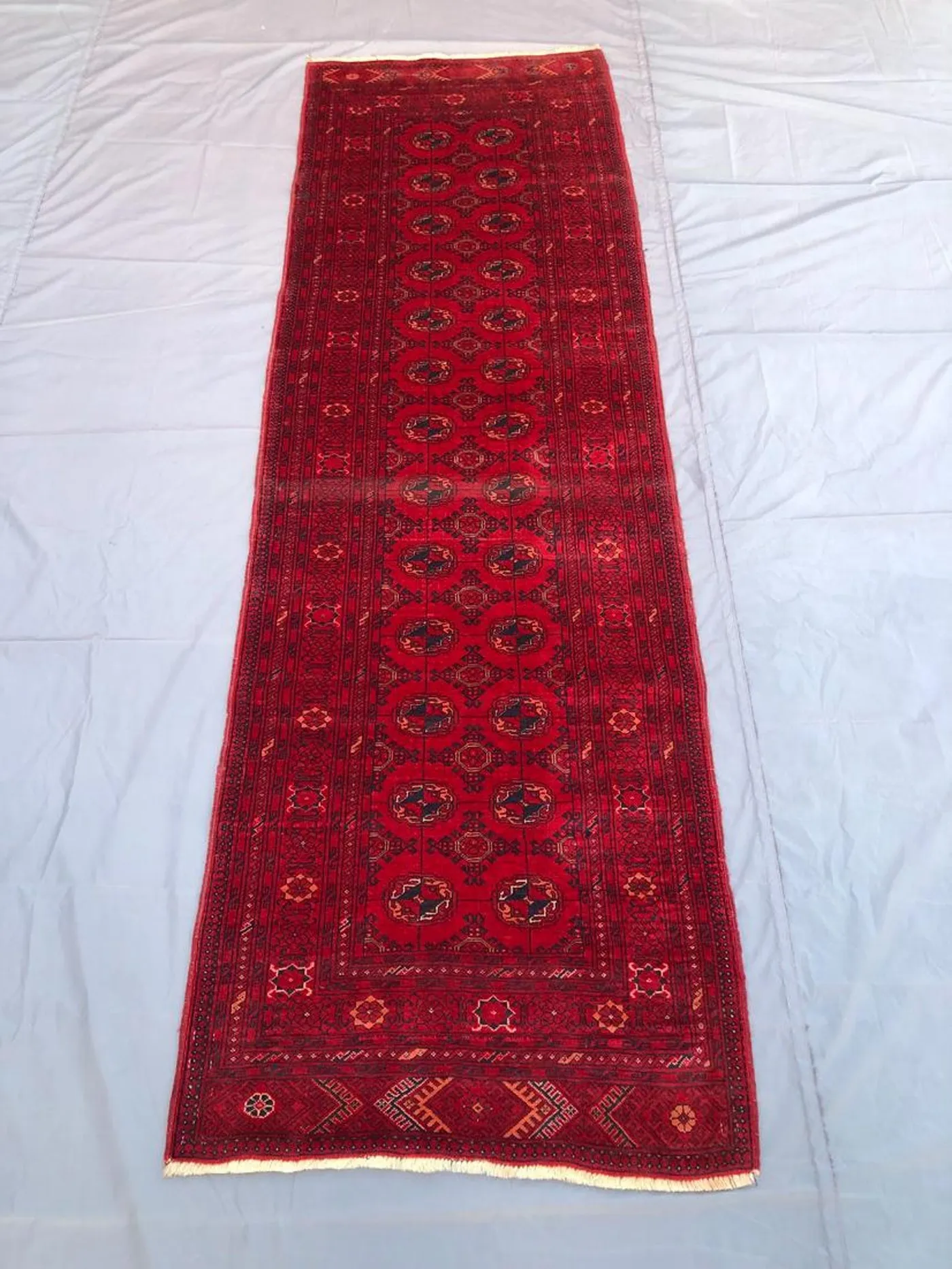 Handmade 3x8 ft Afghan Turkmen Runner | Traditional Wool Tribal Carpet | 3x8 ft Afghan Turkmen Runner | Vintage runner rug | Afghan rug