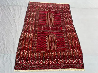 4'1 x 6'3 ft Antique Turkmen Ensi Rug, Hand Knotted Wool Parda Design Rug, Rare Tribal Oriental Carpet, Vintag