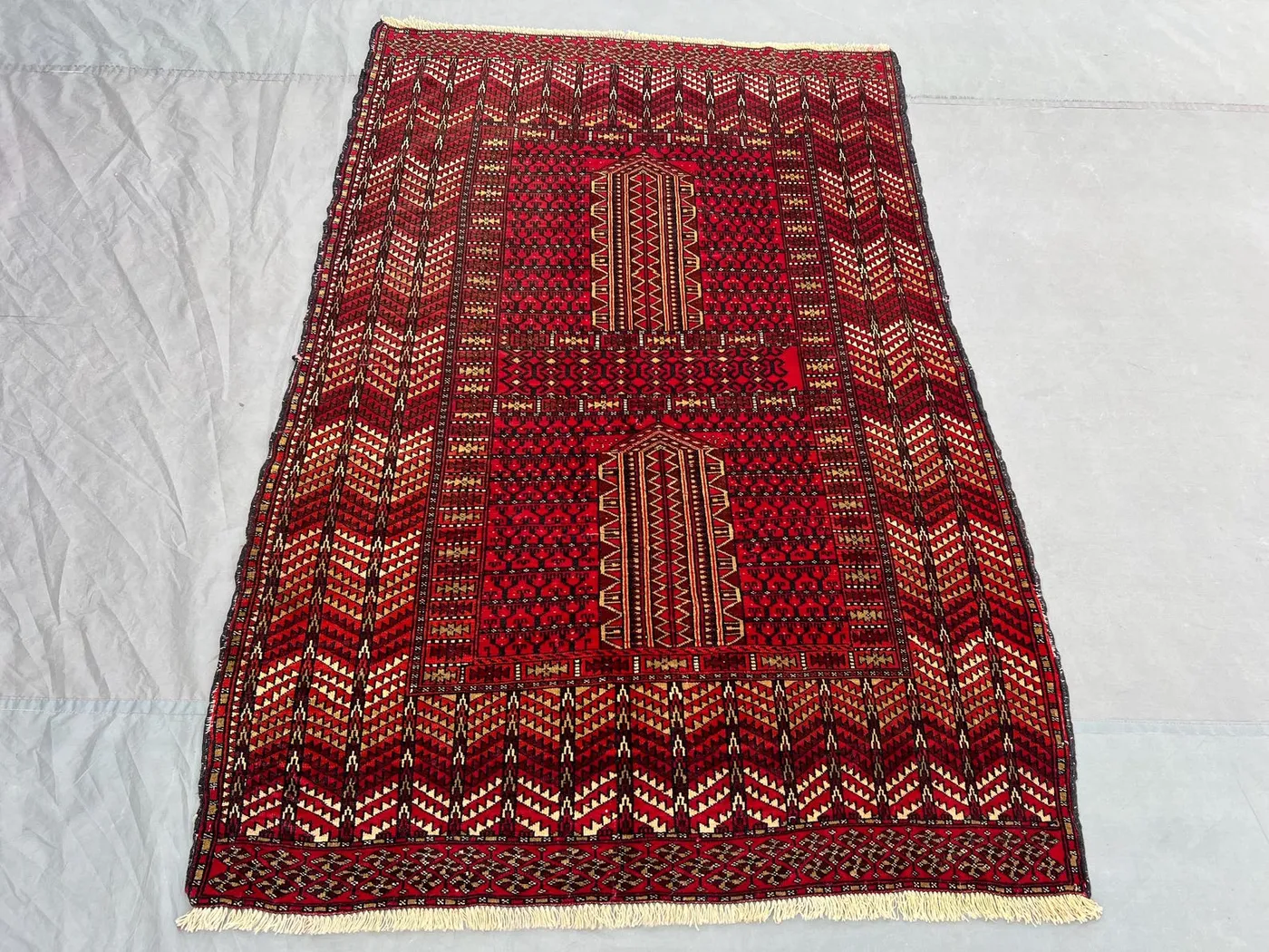 4'1 x 6'3 ft Antique Turkmen Ensi Rug, Hand Knotted Wool Parda Design Rug, Rare Tribal Oriental Carpet, Vintage Soft Pile Area Rug Decor