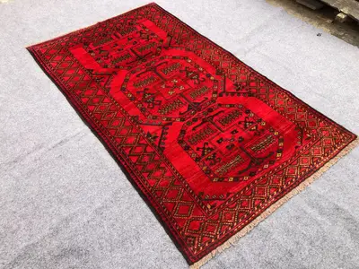 4.3x7.5 ft Antique Baluch Taimani Rug/ Afghan Handmade  Wool Rug/ Oriental Turkmen Rug/ Distressed Vintage Tri