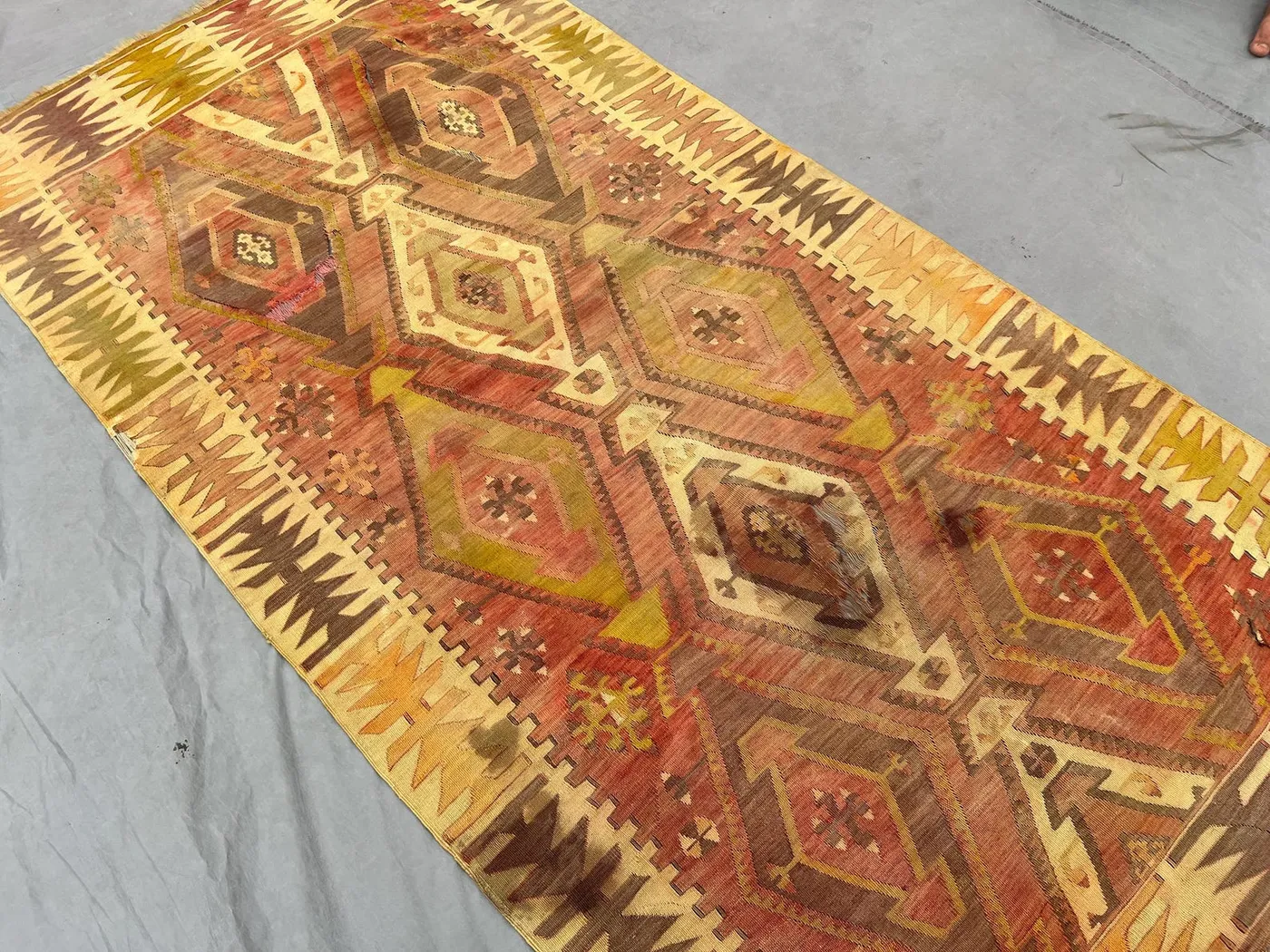 3.3 x 6.6 ft Afghan hand woven vintage kilim one-of-a-kind small flat weave area rug tribal geometric sumak design, Anatolion Rare Rug