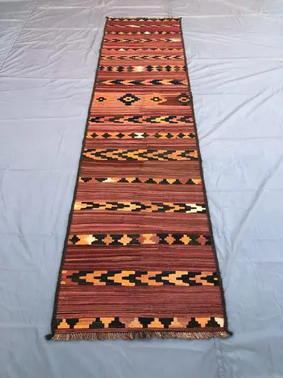 2x10 ft Vintage Runner kilim/ Geometric design Afghan Flatweave Kilim, Turkmen Handmade Wool kilm/ Oriental Ha