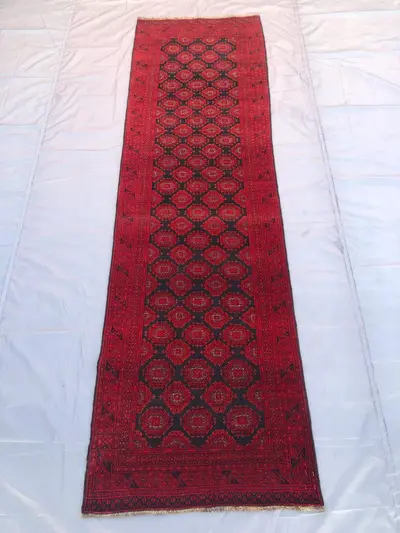 3x9 ft Afghan Bashiri Runner Rug, Vintage Handwoven Beauty for Hallways, Timeless Handwoven rug/Vintage runner