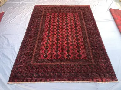 7x10 Orangish Terracotta Rug/ Afghan Tribal Rug/ Turkmen Handmade Wool Rug/ Antique Rug/ Low Pile Distressed F