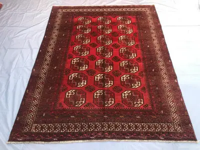 6x8 Turkmen Vintage Rug/ Afghan Waziri Rug/ Turkmen Handmade Wool Rug/ Tribal Antique Rug/ Low Pile Distressed