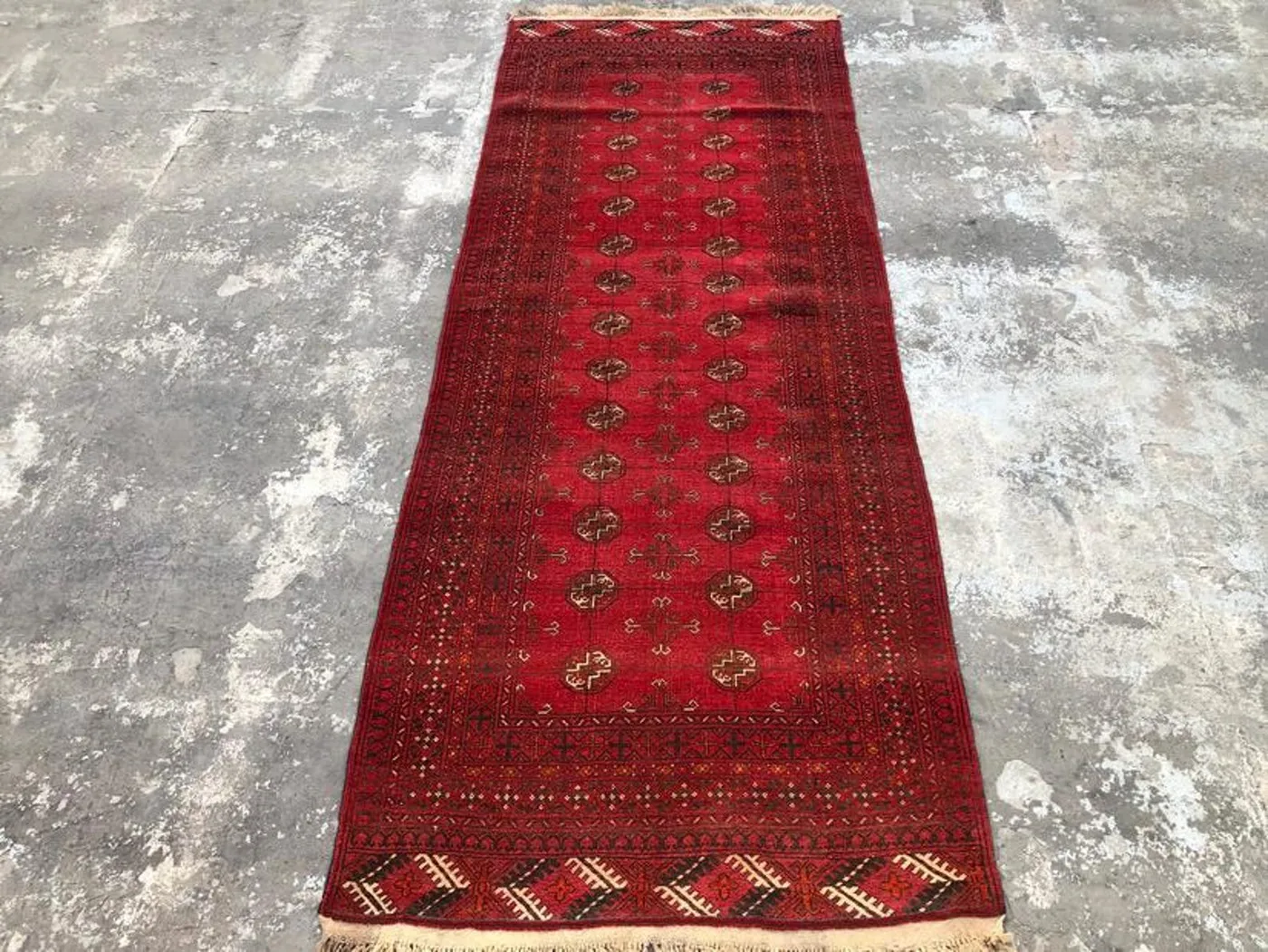 Antique 3.5x9 ft Turkmen Runner Rug – Hand-Knotted Afghan Wool Carpet – Mowri Design for Hallway, Bokhara Kitchen Runner rug, Enterway rug