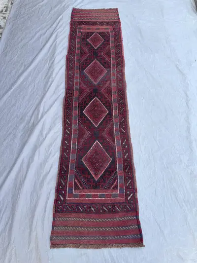 1'11x7'10 ft Antique Afghan Mashwani Rug, 100% Wool Handmade Tribal Rug, Geometric design Oriental Rug, Hallwa