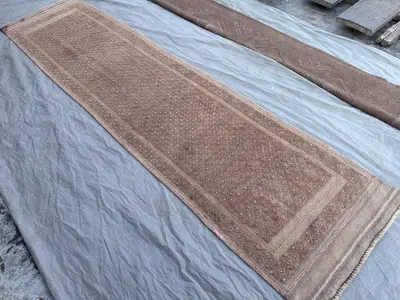 2'2 x 9'2 Antique Afghan Handmade Runner Rug | Tribal Mishwani Baluch Wool Rug | Vintage Terracotta Hallway Ca