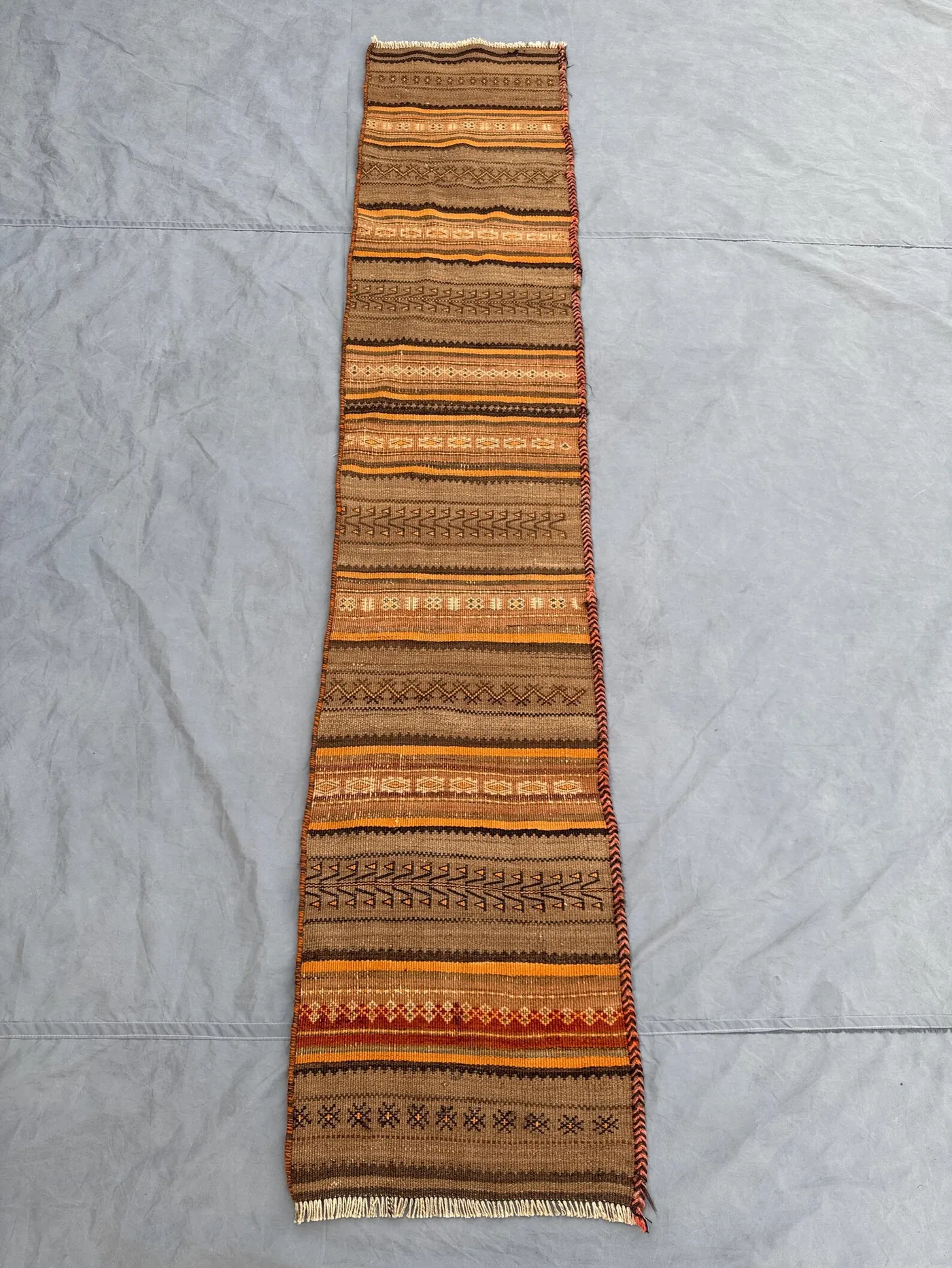 2 x 8 ft Afghan Hand Woven Flat Weave Kilim One-of-a-Kind Runner Rug Home Boho Decor Rug Maimana Design
