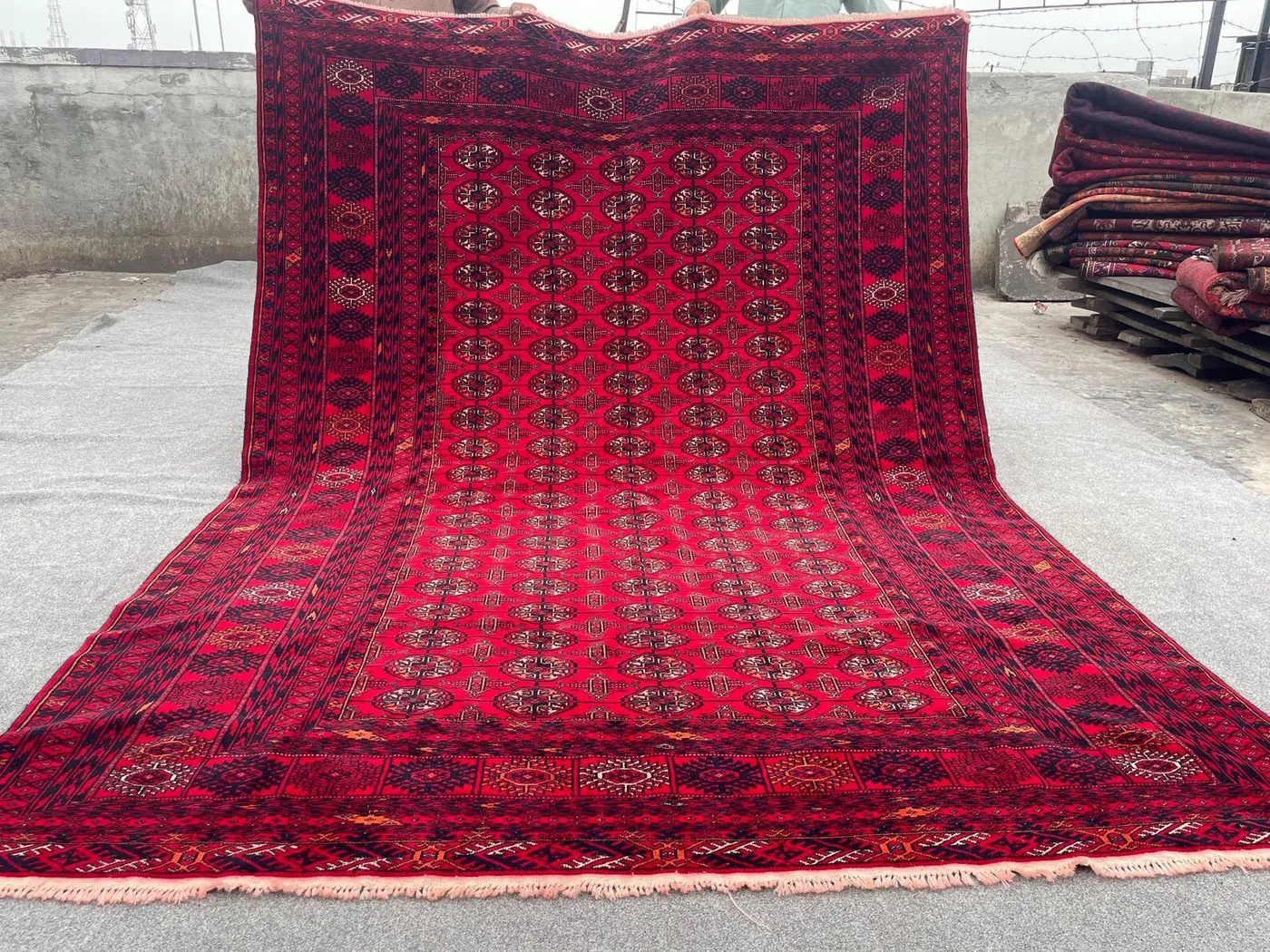 Handwoven Afghan Bokhara Rug, 7x9 Red Wool Carpet, Vintage Oriental Area Rug, Traditional  Handmade Rug, Large Tribal Living Room Rug, Boho