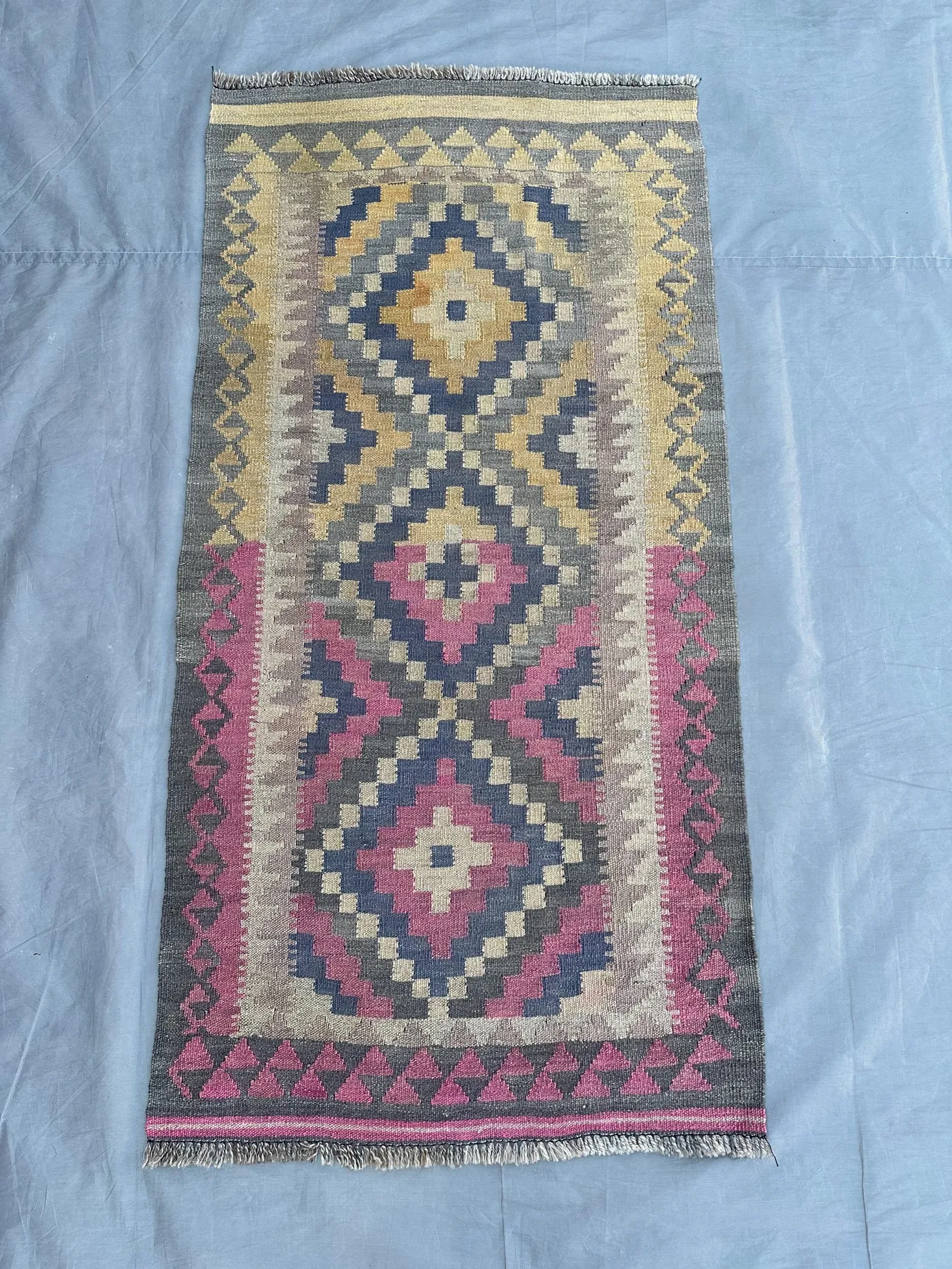 2'7x5 ft Handmade Afghan Kilim Rug | Vintage Flat Weave Rug | Geometric Wool Tribal Rug | Bohemian Area Carpet, Accent Decor, Kids Rug