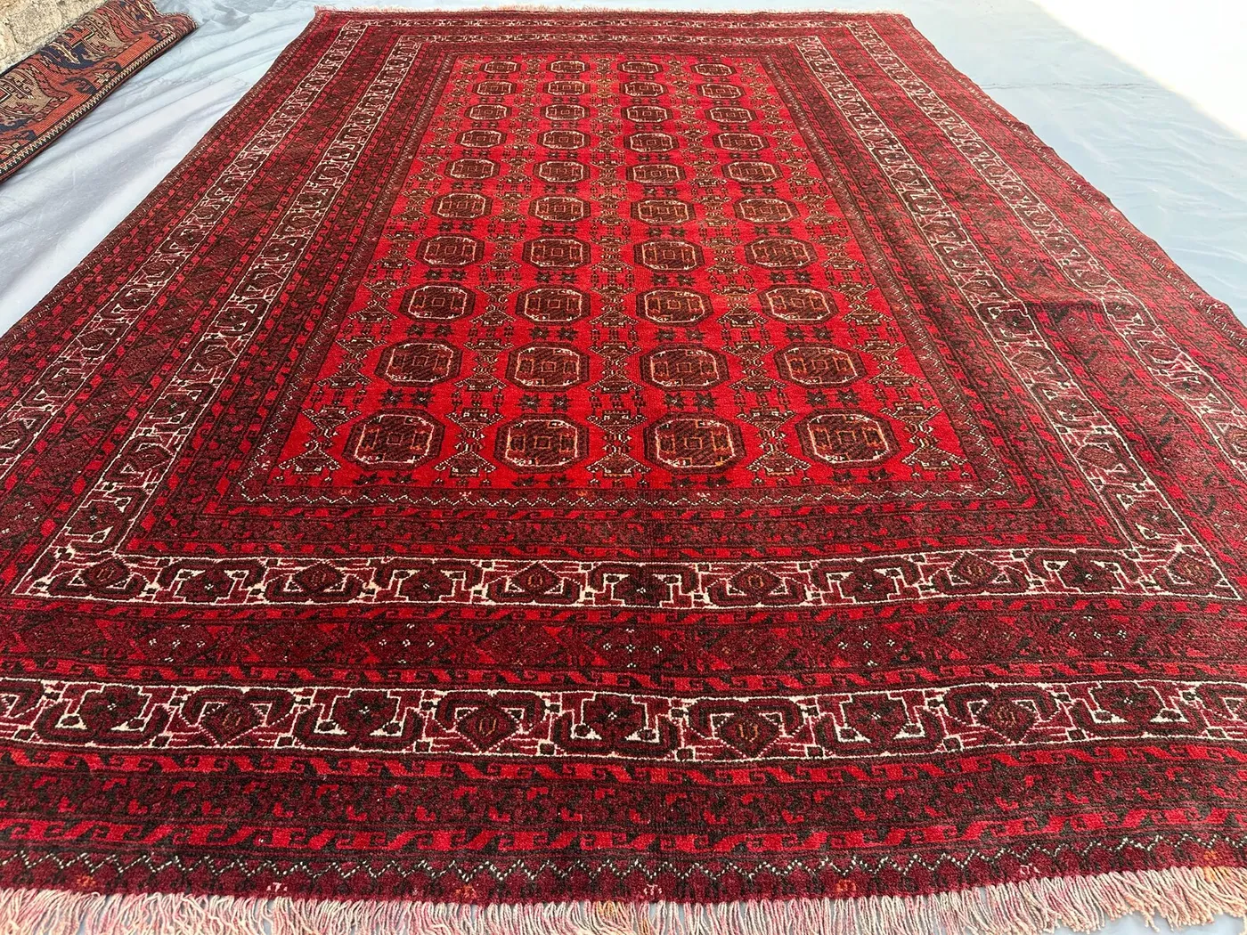 Afghan Tribal Rug 6x9 Hand-Knotted Turkmen Ersari Carpet | Geometric Wool Area Rug | Living Room Floor Rug | Bohemian Nomadic Decor, Tekke