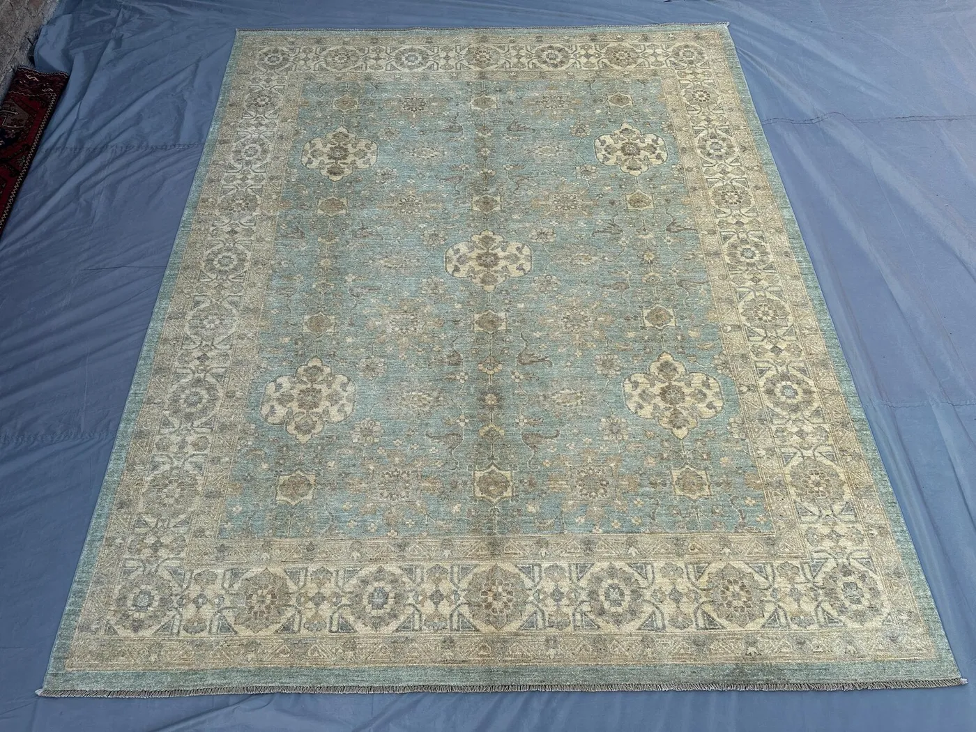 8x10 Afghan Hand Knotted Oushak Rug | Turkmen Tribal Wool Area Rug | Geometric Pattern Luxury Floor Carpet | Living Room & Bedroom rug