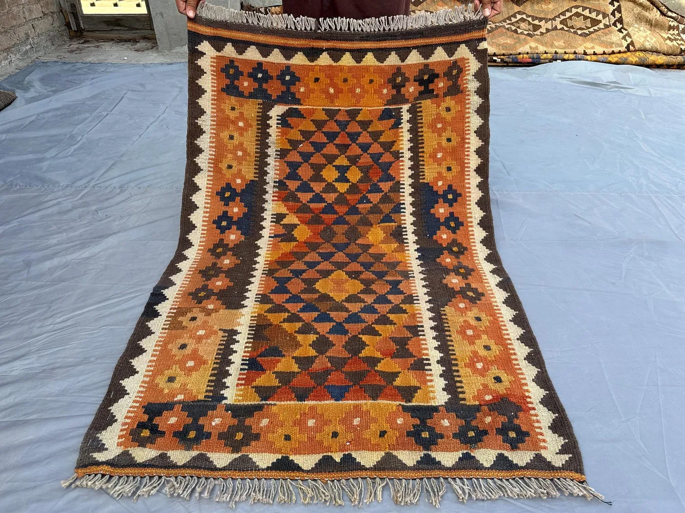 2'9x4.1 ft Antique Turkmen Faded Rug, Handmade Flatweave Kilim Rug, Oriental Afghan Wool Rug, Geometric Rug, Bedroom, Kidsroom floor rug