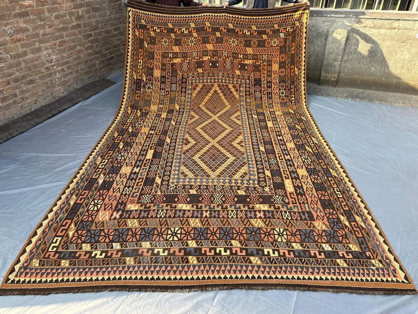 8.4x13.9 ft Antique Afghan Kilim Rug, Tribal Flat-Weave Carpet, Turkish Style, Large Handmade Wool Kilim, Unique Geometric Area Rug baho rug