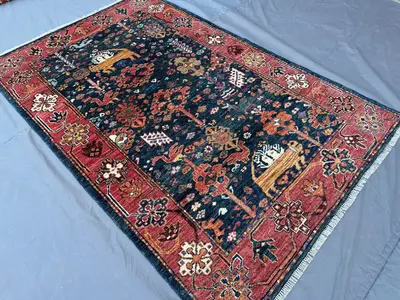 4x6'4 ft Modern Afghan Hand-Knotted Kazak Rug, Vintage Soft Pile, Oriental Area Rug, Unique Perfect for Living
