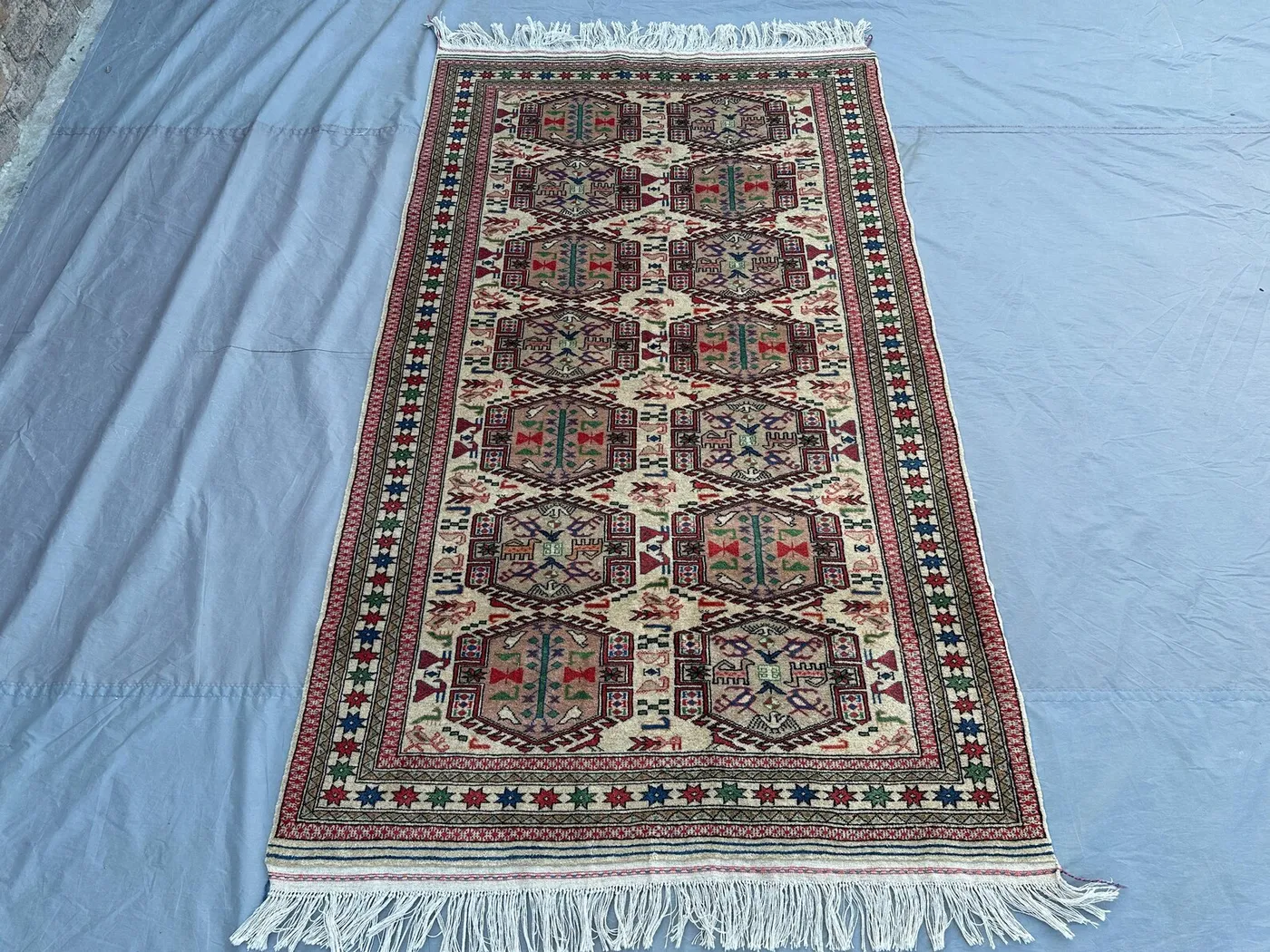 4' x 7' Turkish Hand-Knotted Area Rug, Vintage Tribal Design, Soft Wool Carpet, Elegant Colors Rug, Perfect for Living Room or Hallway Decor