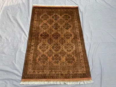 Unique Faded Turkoman Ersari Design in Terracotta and Brown Tones 3 x 5 ft Handmade Traditional Rug for Living