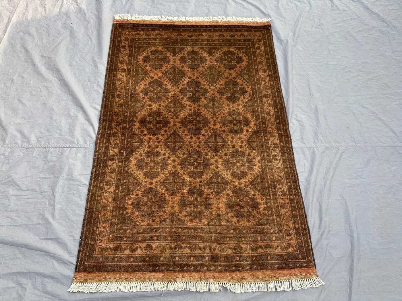 Unique Faded Turkoman Ersari Design in Terracotta and Brown Tones 3 x 5 ft Handmade Traditional Rug for Living Room Bedroom and Office Decor