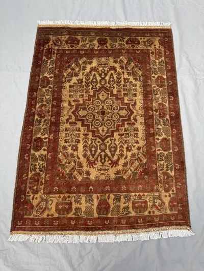 Vintage Afghan Hand Knotted Balochi Design Rug - 3 x 5 ft - Unique Soft Pile Small Area Rug | Living room & Be