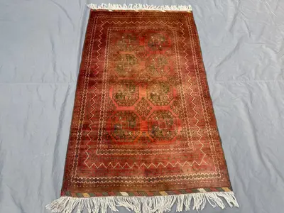 3.7 x 6.1 ft Afghan Hand Knotted Vintage Soft Pile Unique Small Area Rug Turkoman Bokhara Design, Antique Trad