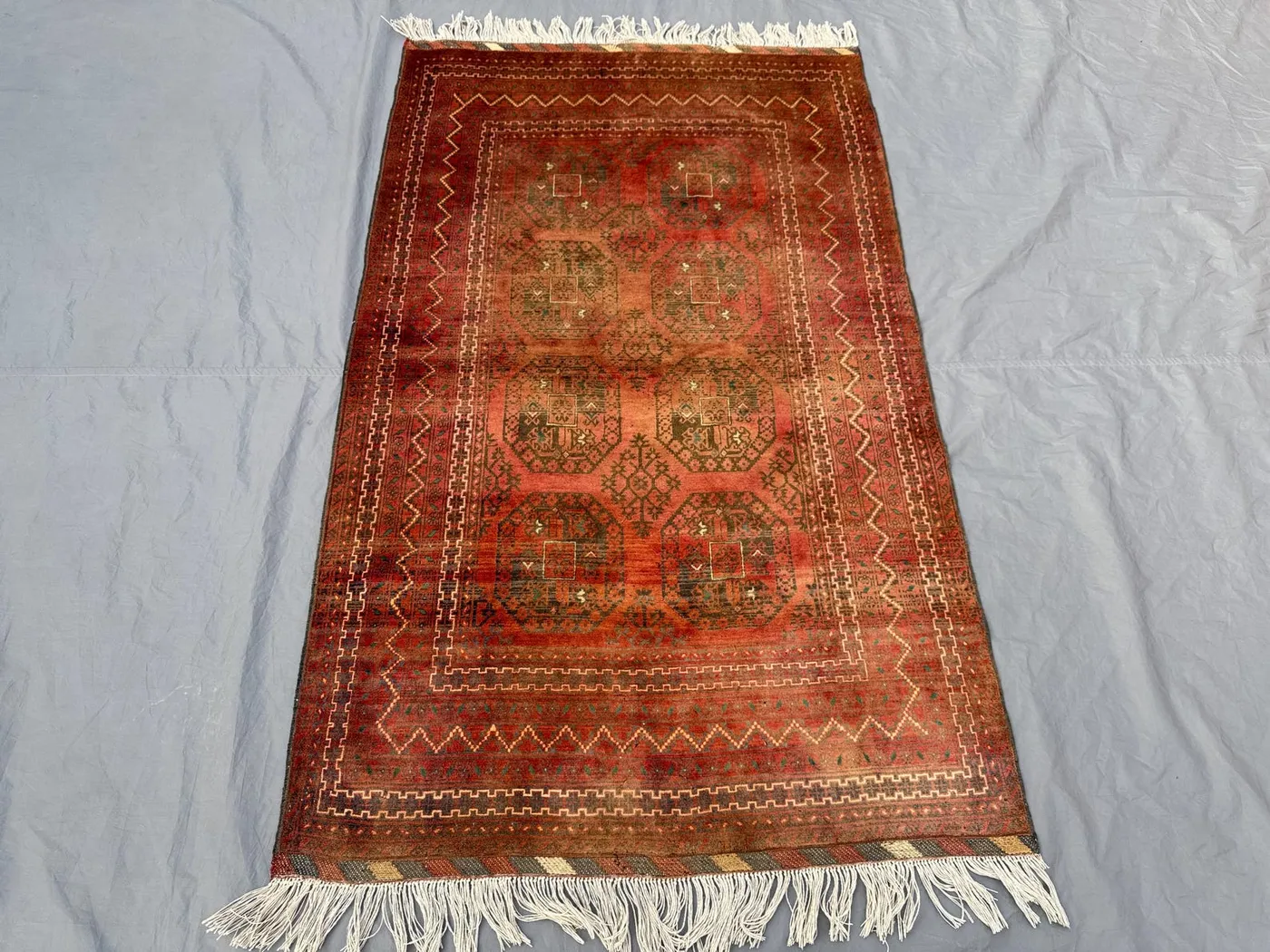 3.7 x 6.1 ft Afghan Hand Knotted Vintage Soft Pile Unique Small Area Rug Turkoman Bokhara Design, Antique Traditional Handwoven Carpet