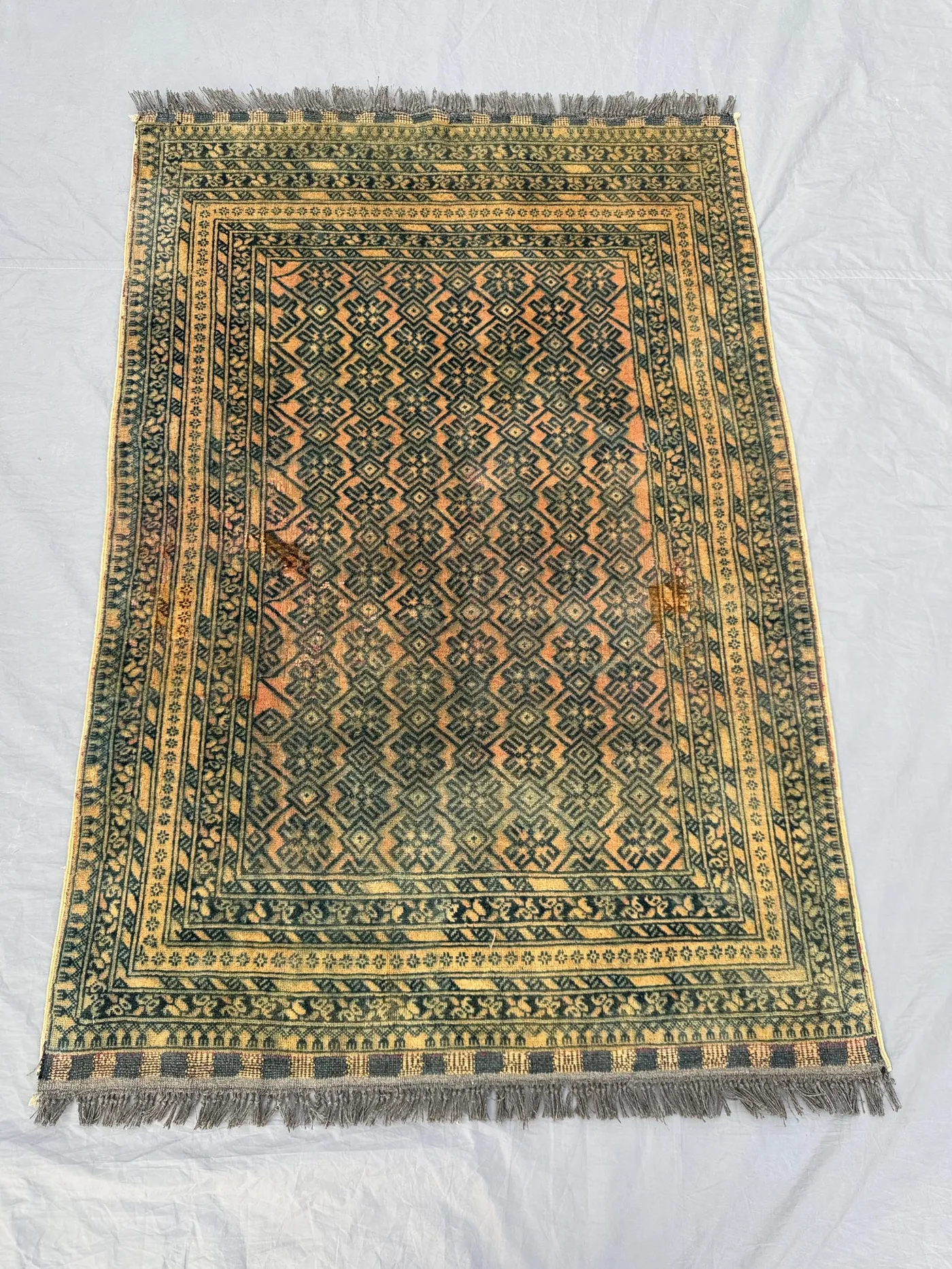 3 x 5 ft Afghan Hand Knotted Vintage Unique Soft Pile One of a Kind Small Area Rug Balochi Design | Living room & Bedroom decor