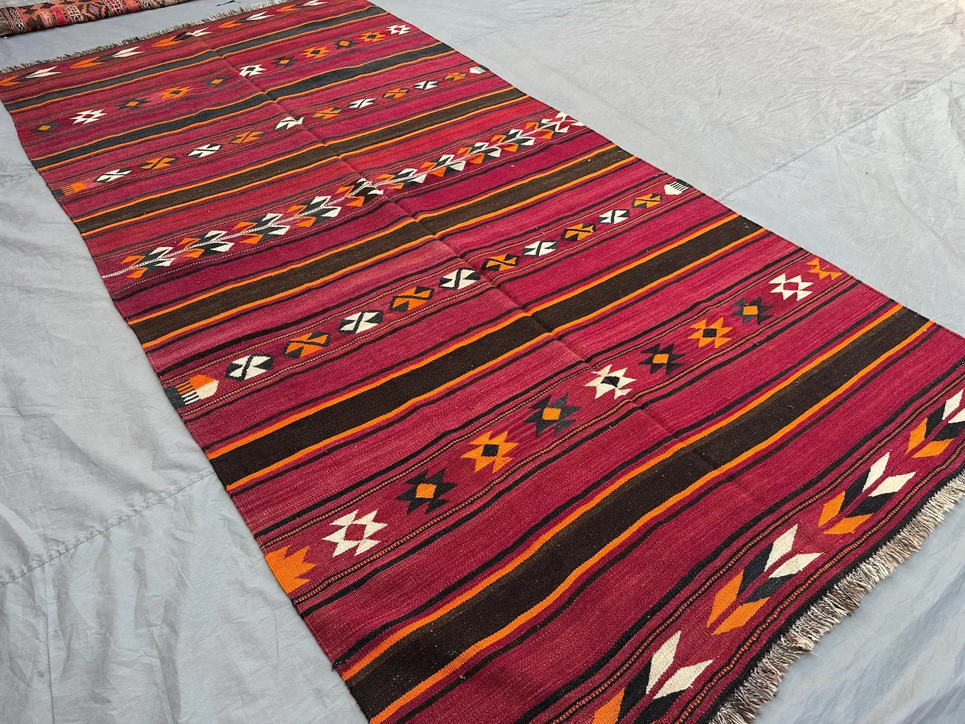4'5x9'10 ft Afghan Baluchi Kilim Rug Handmade Flat Weave Wool Runner Vibrant Tribal Geometric Carpet | Vintage Ethnic Rug | Floor Home Decor