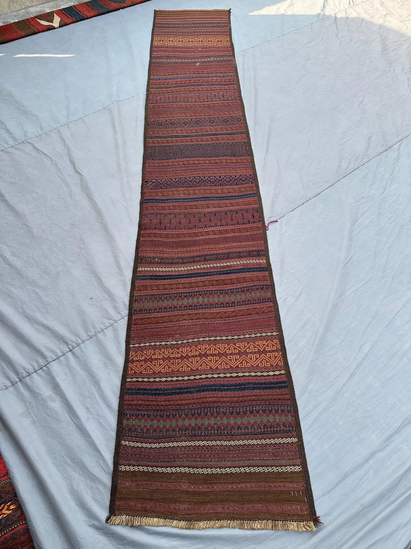 Afghan Kilim Runner Rug 2'2x12'5 ft | Handmade Wool Tribal Hallway Runner | Long Vintage Ethnic Flatweave | Boho Farmhouse Decor Rug