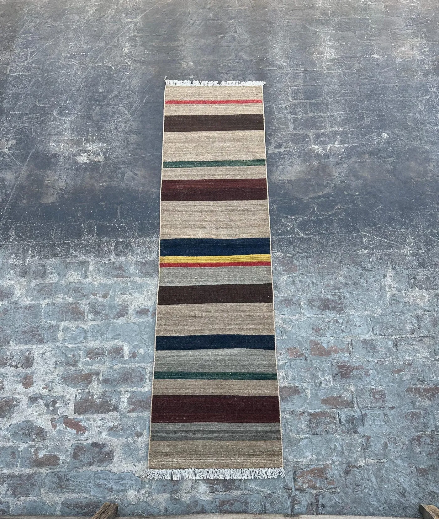 Vintage Afghan Baluch Runner Rug 2'5" x 8'9" | Handmade Tribal Flat-Weave | Turkish-Style Colorful Kilim | Wool Hallway or Entryway Runner