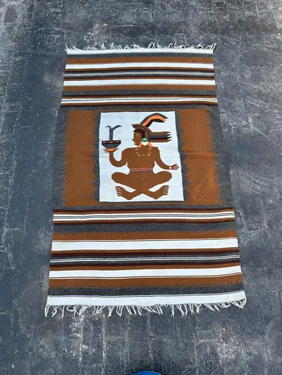 Vintage Moroccan Pictorial Kilim 4'3" x 6'9" | Handwoven Tribal Wool Wall Hanging Rug | Bohemian Ethnic Decor 