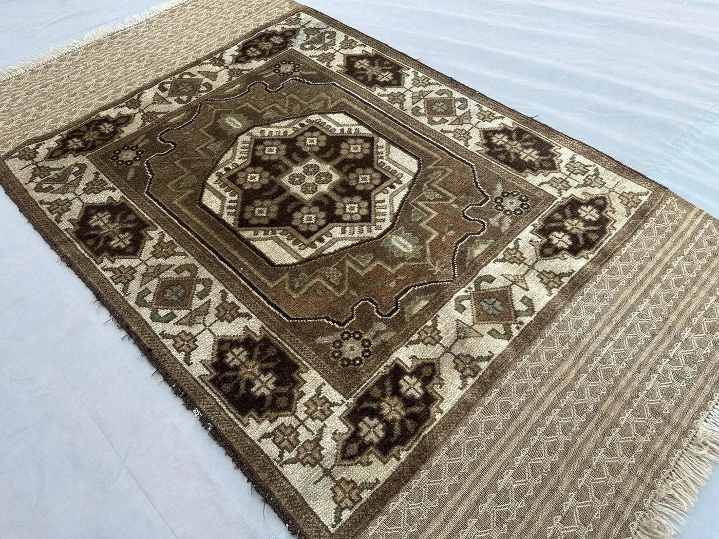 2'7x4'5 ft Afghan Baluch Rug | Antique Hand-Knotted Wool Runner | Faded Terracotta Tribal Carpet | Vintage Boho Hallway Decor, Kitchen rug