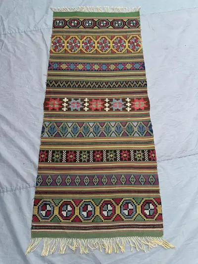 2'10x5'6 Vintage Afghan Kilim Rug | Tribal Flat Weave Wool Carpet | Colorful Handwoven Runner | Geometric Boho