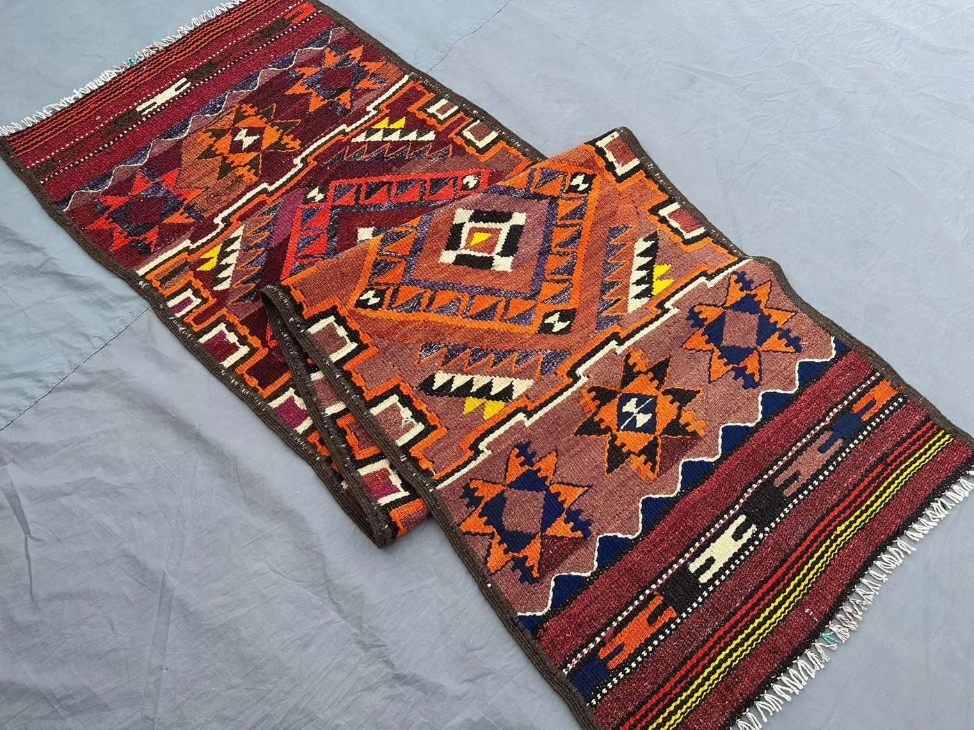 2'6x9 ft Antique Baluch Kilim Runner | Tribal Geometric Flat Weave Rug | Turkish Style Kilim, Handwoven Wool Area Rug, Hallway Boho Decor