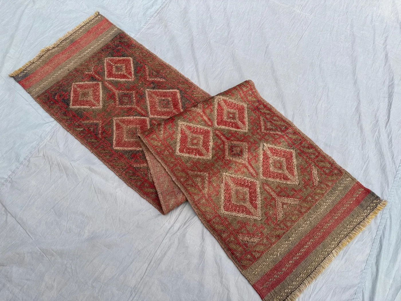 2x8 Antique Afghan Handmade Runner Rug | Tribal Mishwani Baluch Wool Rug | Vintage Terracotta Hallway Carpet | Bohemian Decor, Kitchen Rug