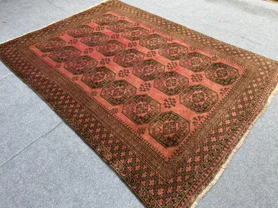 6.4x8.8 ft Afghan Turkoman Antique Rug, Hand Knotted Wool rug, Vintage Old Rug, Oriental Turkish Rug, Living R
