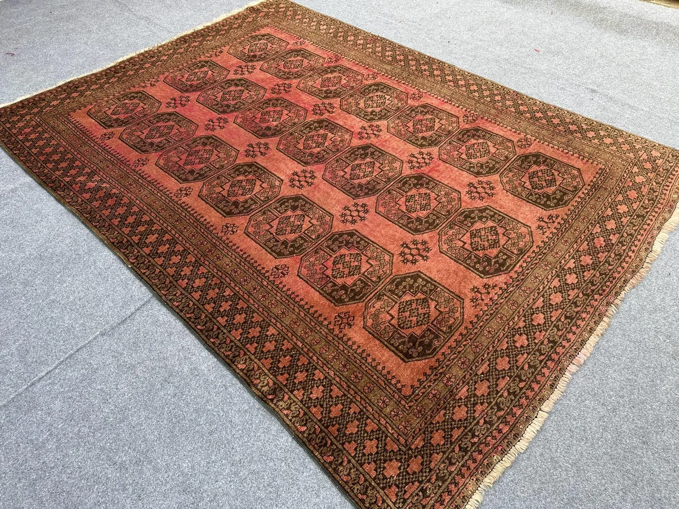6.4x8.8 ft Afghan Turkoman Antique Rug, Hand Knotted Wool rug, Vintage Old Rug, Oriental Turkish Rug, Living Room Rug, Moroccan Area Rug