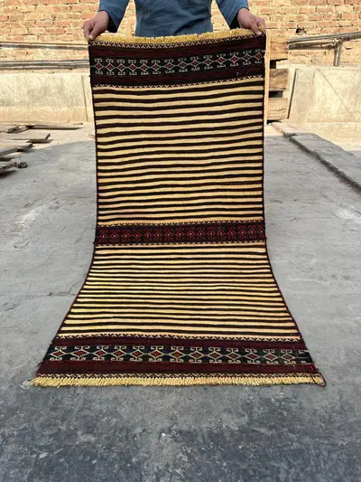 2'2x4'6 ft Afghan Baluch Tribal Kilim Rug Flat Weave Narrow Runner Handmade Wool Rug, Small Area Kilim Rug, Ge