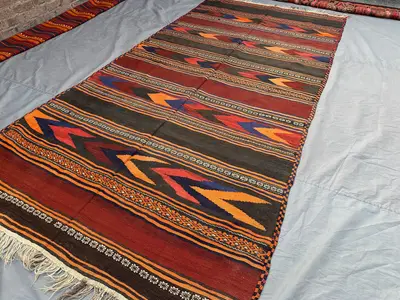 5x11 Antique Afghan Kilim Rug | Handmade Baluchi Flat Weave Carpet Colorful Tribal Runner Vintage Wool Long Bo