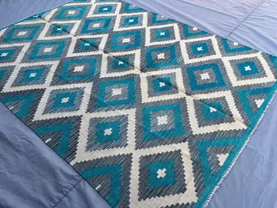 Afghan Kilim Rug 5x6'7 ft, Colorful Tribal Wool Flatweave Carpet | Handmade Geometric Diamond Rug | Boho Area 