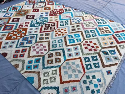Multicolor Kilim Rug 7x10 | Afghan Handmade Flat Weave Wool Rug | Tribal Area Carpet | Colorful Geometric Ethn